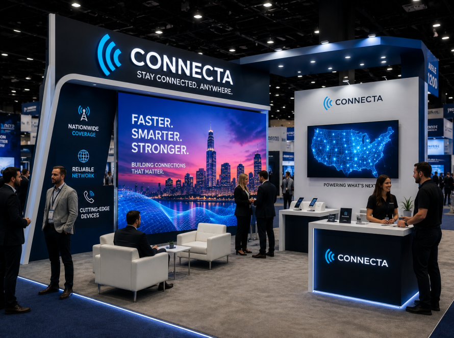 Trade show booth with LED displays