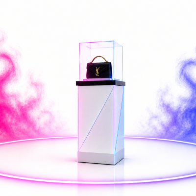 LED display pillar with pink visuals